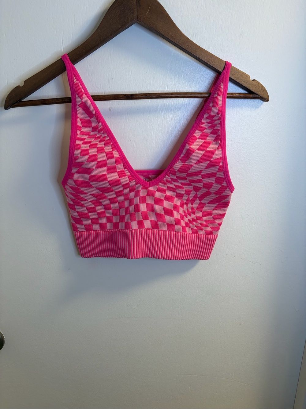 Garage Pink Checkerboard Seamless Bralette Crop Top Y2K Size M